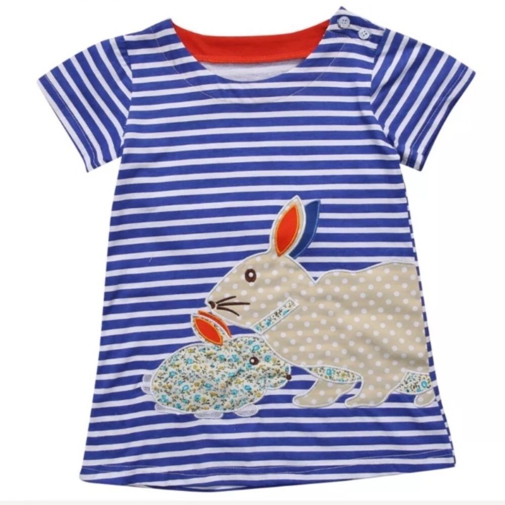 Embroidered Bunny Rabbit Dress Easter Spring - Picture 6 of 7